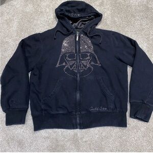 Star Wars Marc Ecko Cut & Sew Darth Vader Beaded Full Zip Black Hoodie Size‎ S
